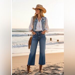 NWT ASKK NY Crop Sailor Jean in Clean Venice Size‎ 34